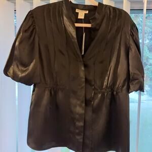 Black 100% Silk Blouse by Patrick Christopher - Woman's Size 14 ~ New / Vintage